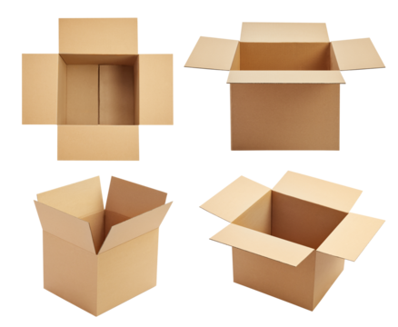 box package delivery cardboard carton packaging isolated shipping gift container brown send transport moving house relocation png file