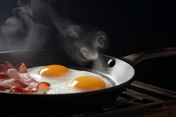 fried eggs in a frying pan