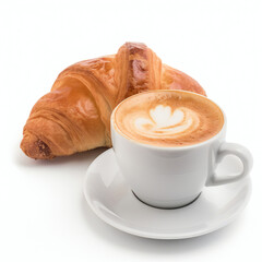 cup of coffee with croissant