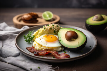 egg with avocado and tomato