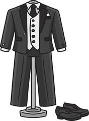 Wedding Groom Suit Cartoon Colored Clipart 