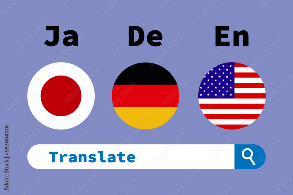 Poster translator interface. translating into another language. online translator. search the unknown word.