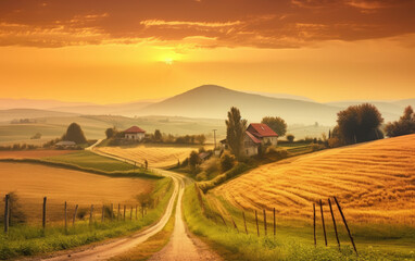 Fototapeta premium person walking on a road