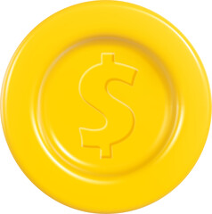 3d Dollar Coin. Realistic Rendering. Concept Illustration Isolated