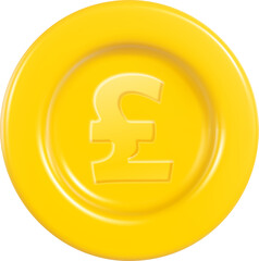 3d Pound Sterling Coin. Realistic Rendering. Concept Illustration Isolated On Transparent Background