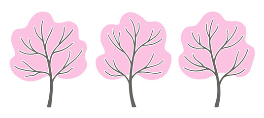 Pink sakura tree illustrations