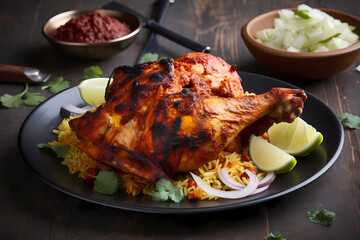 Tandoori chicken - India - Chicken, yogurt, ginger, garlic, garam masala, cumin, coriander, turmeric (Generative AI)