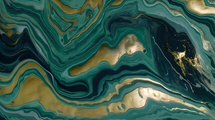 Gold and cream color patterned natural of dark blue green marble pattern background, abstract marble texture (ai generated)