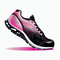 Pink black sport shoes on isolated white background. Generative AI.