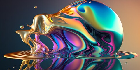 Fototapeta na wymiar Abstract holographic background, liquid iridescent backdrop, generative ai
