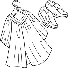 Graduation Toga and Shoes Isolated Coloring Page