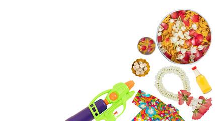 Songkran festival , what equipment must be floral shirts, water guns, and more on transparent.