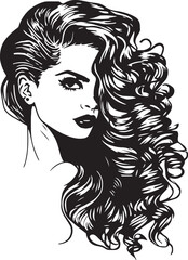 Beautiful woman with long hair Vector art illustration