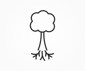Tree with roots line icon.
