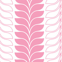 Solid and lined pink leaves on a white background create a seamless pattern that is both playful and chic.