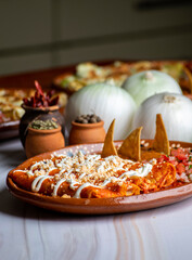 Comida mexicana, enchiladas rojas, gastronomia mexicana