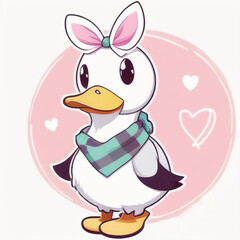 Cute little duck illustration. cartoon style, ai generated