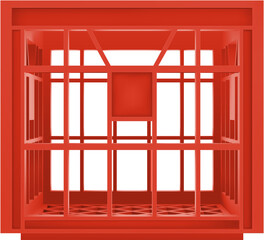 3d Empty Red Plastic Crate. Photo Realistic Illustration Isolated. Front Perspective View