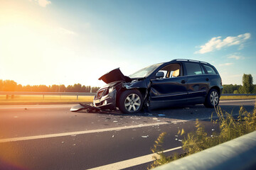 Obraz na płótnie Canvas Photography of a crashed car created with Generative AI