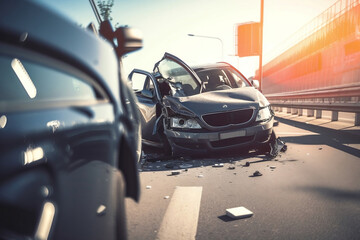 Photography of a crashed car created with Generative AI