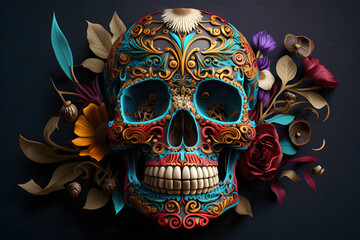 Abstract sugar skull. Generative AI