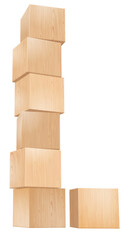 Stack of Wooden Blocks 3d Realistic Illustration. Front Perspective View. Business, Creative or Idea Template.