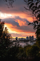 sunset over the city