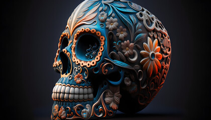 Abstract sugar skull. Generative AI