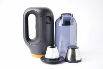 The cordless car vacuum cleaner on white background.