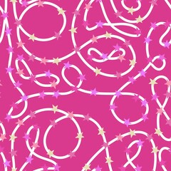 Abstract stripes seamless stars and ribbons pattern for festive packaging and kids clothes print and wrapping