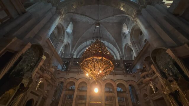 Church of the Holy Sepulchre in Jerusalem pilgrims 4k, Israel