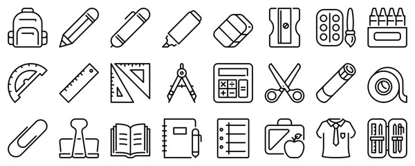Line icons about back to school. Line icon on transparent background with editable stroke. - obrazy, fototapety, plakaty