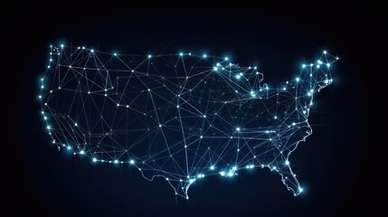 Naklejka na ściany i meble Digital Data Flowing Through Glowing Lines USA - Generative AI