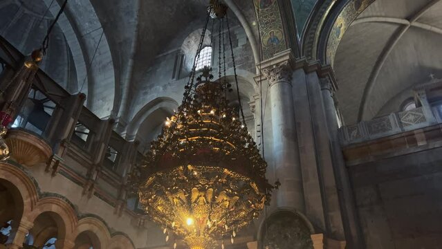 Church of the Holy Sepulchre in Jerusalem pilgrims 4k, Israel
