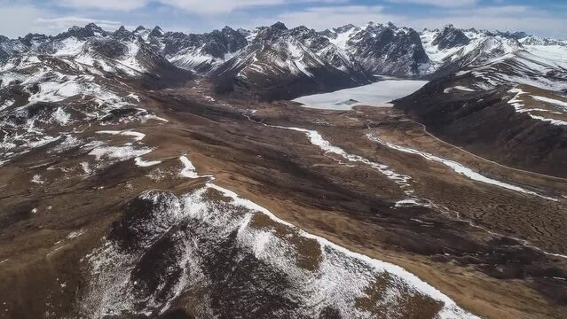Snowy mountain in winter, Tonekabon county, Mazandaran, Iran (aerial photography)