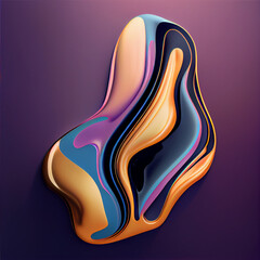 Abstract glossy shape with fluid colors, Generative AI, illustration, decoration, gold, symbol, texture, element