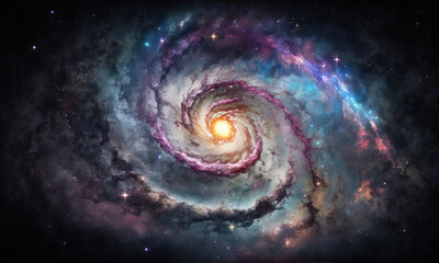 epic shot of planets and asteroids in nebulae. Generative AI