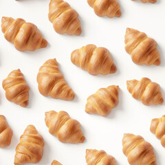 Stunning Overhead Shot of Delicious Croissants on a White Background - Generative Ai