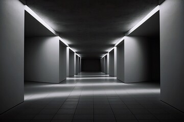 Fototapeta premium Empty corridor of space ship, Generative AI illustrations