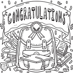 Graduation Day Greeting Coloring Page for Kids