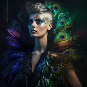 Peacock Feather Fashion, AI