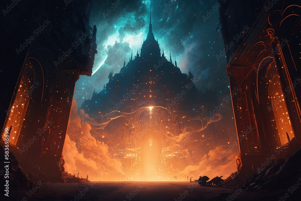 Poster the never-ending expansion of a luminous utopia generative ai