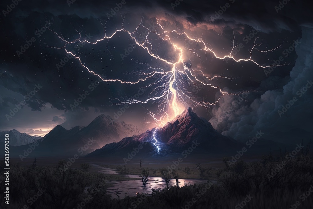 Poster transient magic: capturing lightning's fleeting power generative ai