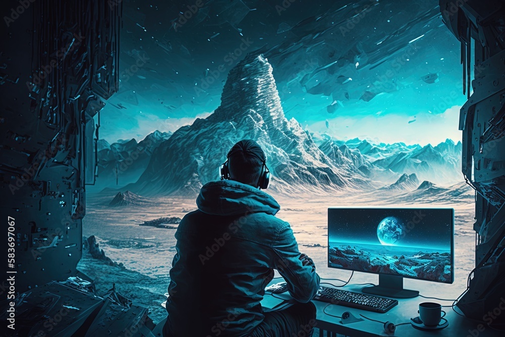 Poster traversing the limitless landscape of cyberspace generative ai