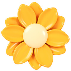 3D rendering. Yellow flower isolated on background
