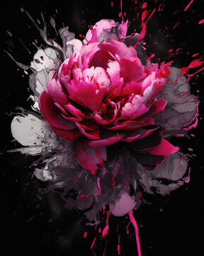 pink rose on black background