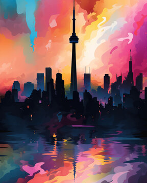 toronto skyline at sunset