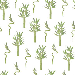 Bamboo leaves branch seamless pattern, simple flat style vector illustration, traditional japanese plant, oriental decorative repeat ornament for textile design, fabrics, home decor, zen concept