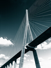 The Tancarville bridge in cloudy day