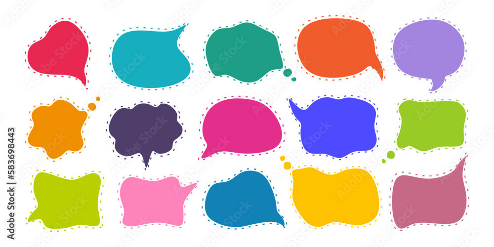 Poster different speech bubbles collection. set of think bubbles or empty stickers isolated on white backgr